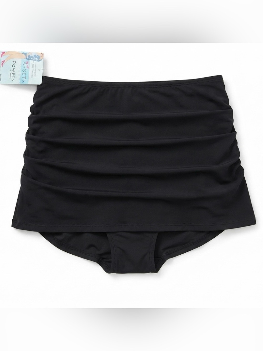 ASSETS by Sara Blakely ruched swim skirtini / swim bottom black large